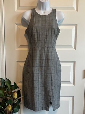 BANANA REPUBLIC Fitted Midi Dress Plaid Size 2 See Note